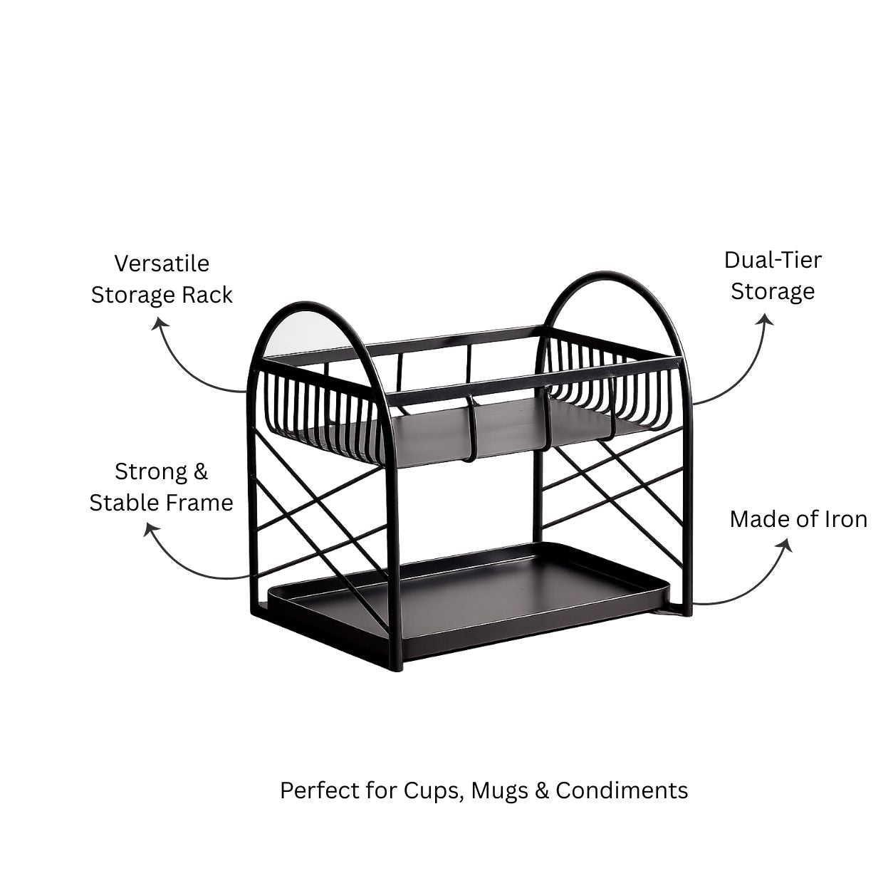 Mercer 2-Tier Metal Shelf - Black