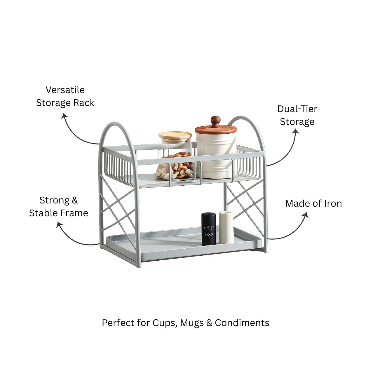 Mercer 2-Tier Metal Shelf - Light Grey