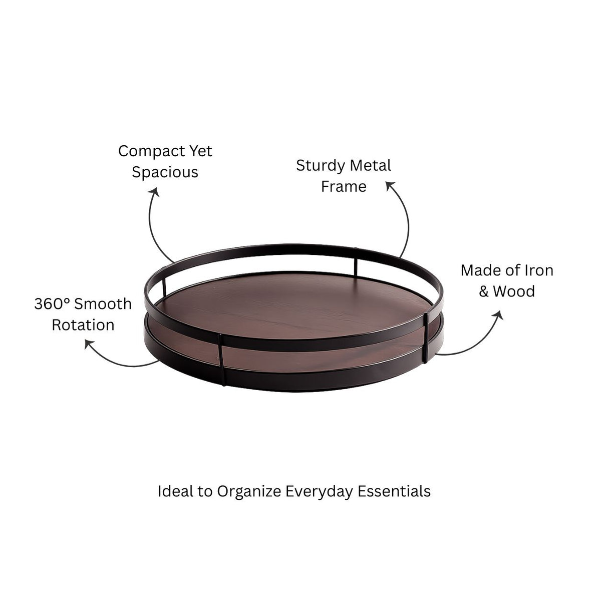 Kena Round Turntable - Brown Black
