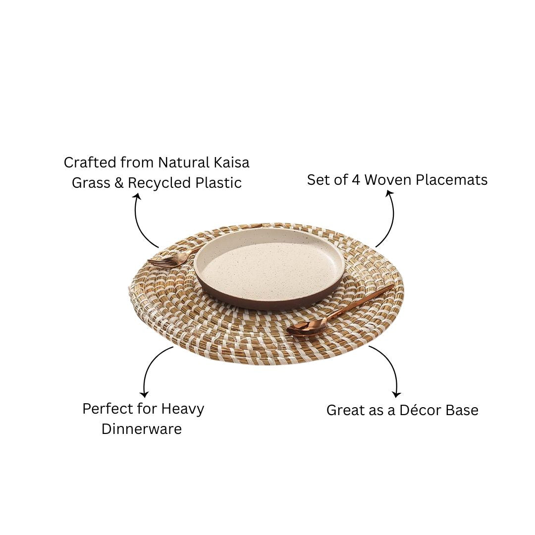 Elio Kaisa Round Placemats Large, Set of 4 - Natural