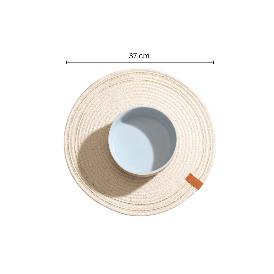 Kala Round Placemats, Set of 4 - White Gold