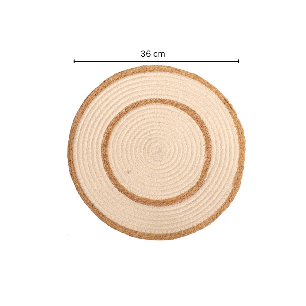 Cotton & Jute Round Placemats, Set of 4 - Natural Cream