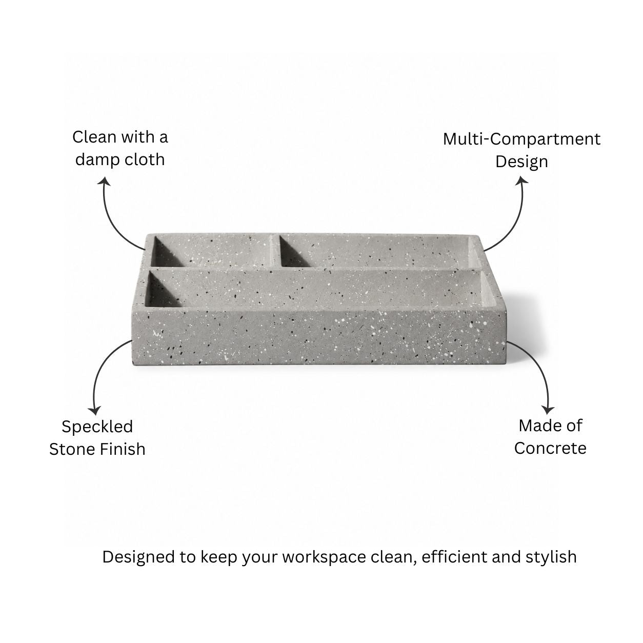 Sectional Desk Tray - Speckled Grey