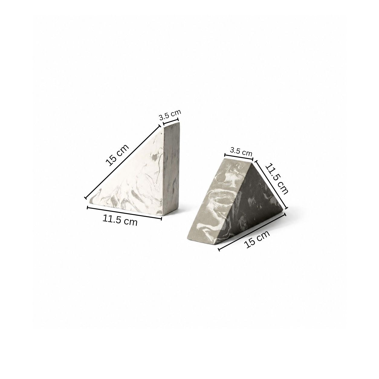 Wedge Small Bookends, Set of 2 -White Grey
