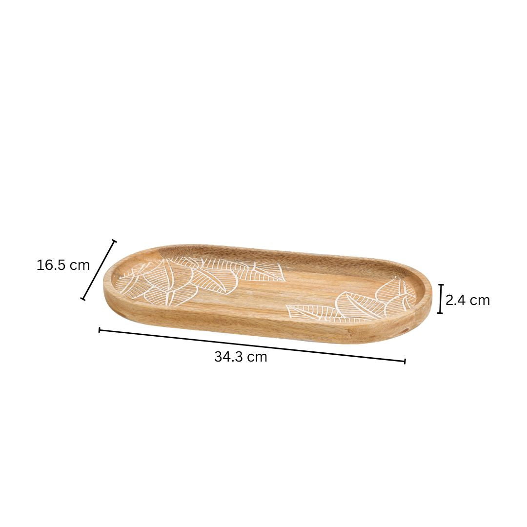 Leaves Wooden Oval Tray Medium