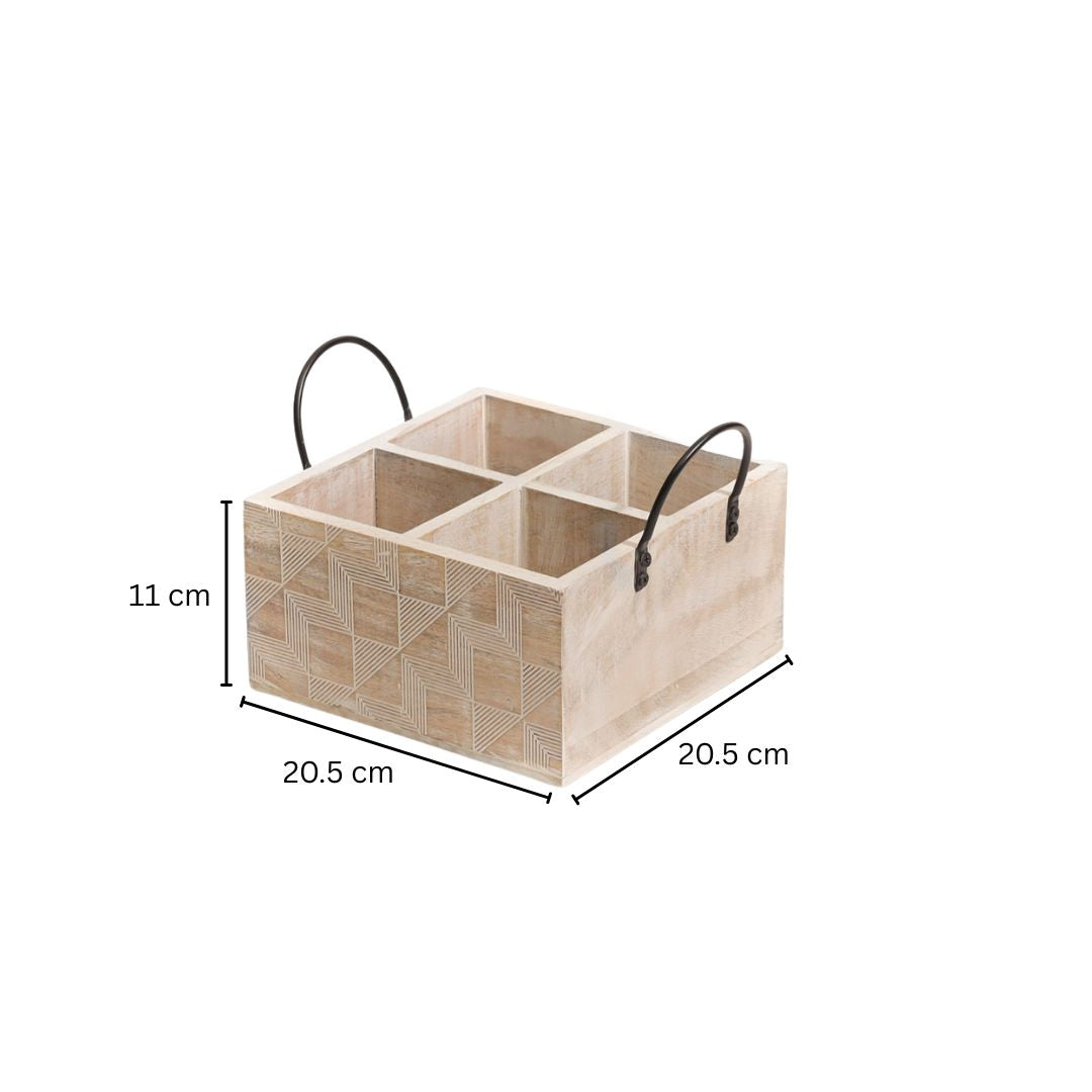 Patterned Square Sectioned Caddy - Aspen White