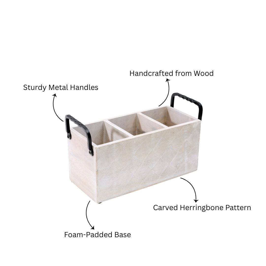 Sonar Rectangular Sectioned Caddy - Aspen White