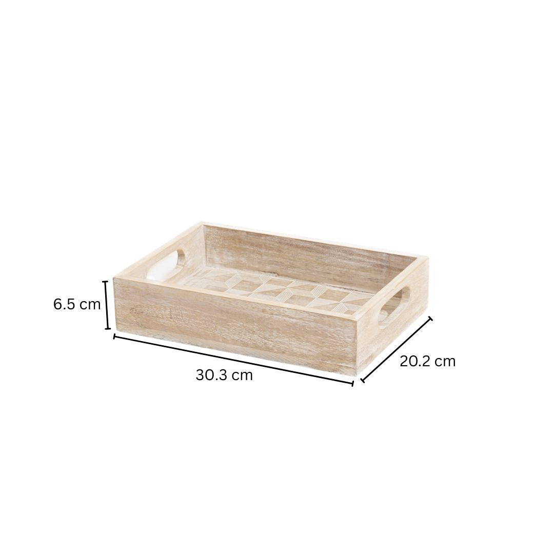 Patterned Serving Tray Medium - Aspen White