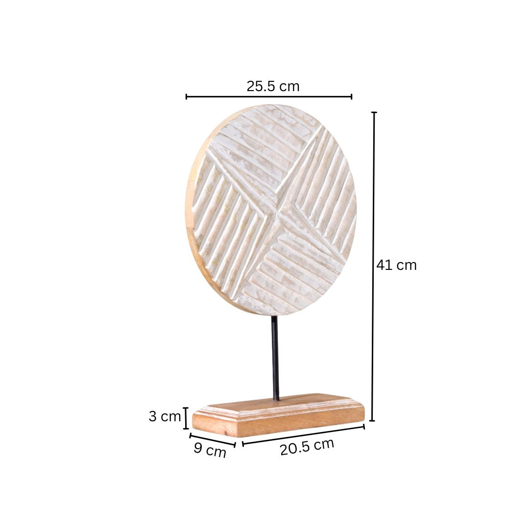 Hatch Carved Wooden Sculpture - Vintage White
