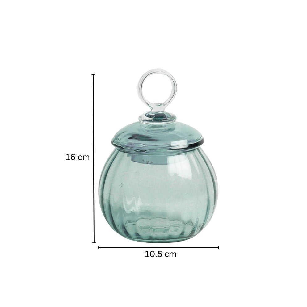 Auro Fluted Round Storage Jar Small - Aqua