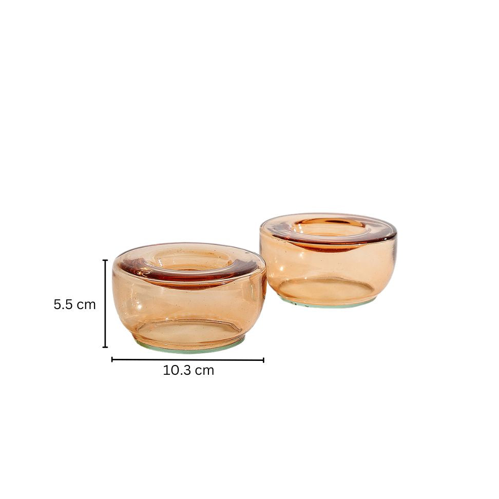 Ella Round Tealight Holders, Set of 2 - Mocha