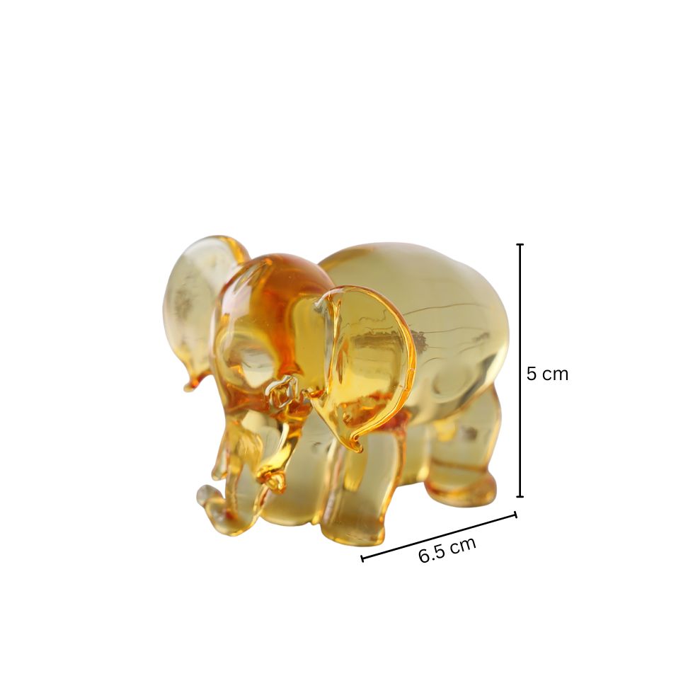 Elephant Mini Glass Sculpture - Warm Amber