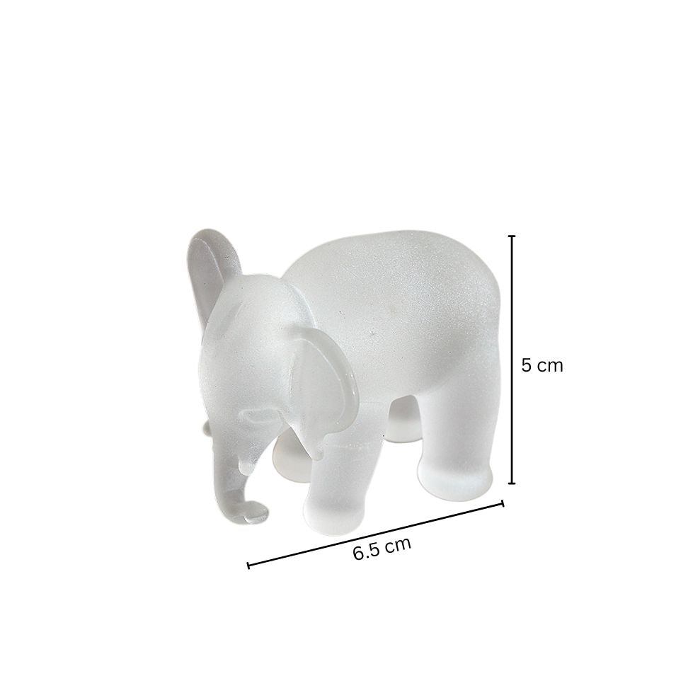 Elephant Glass Sculpture Mini - White Frost