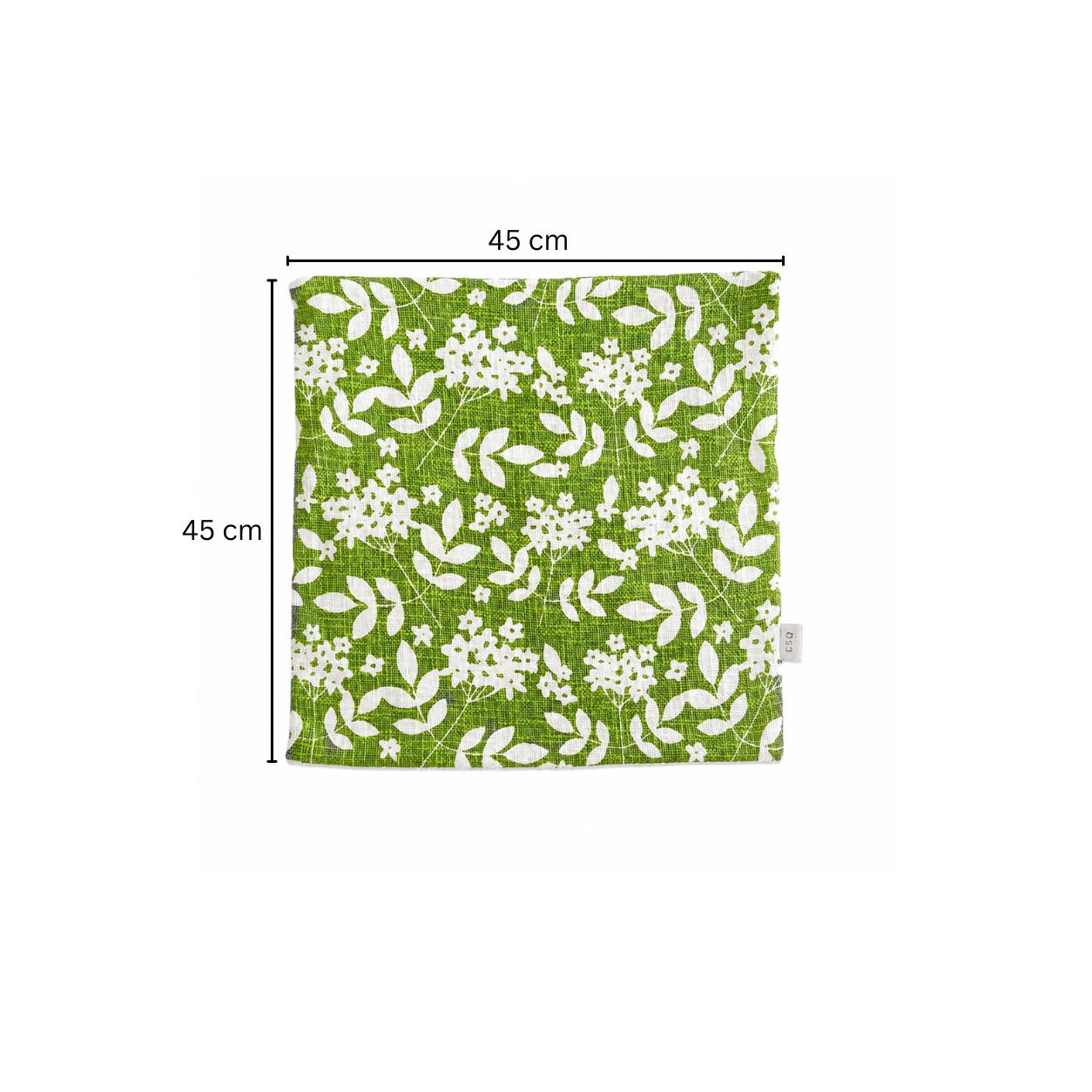 Magnolia Printed Cotton Cushion Cover 45x45cm - Green White