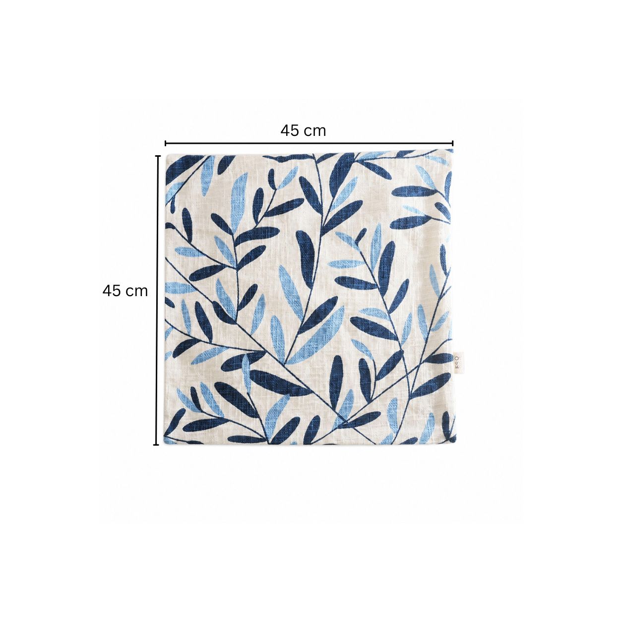 Ivy Printed Cotton Cushion Cover 45x45cm - Blue White