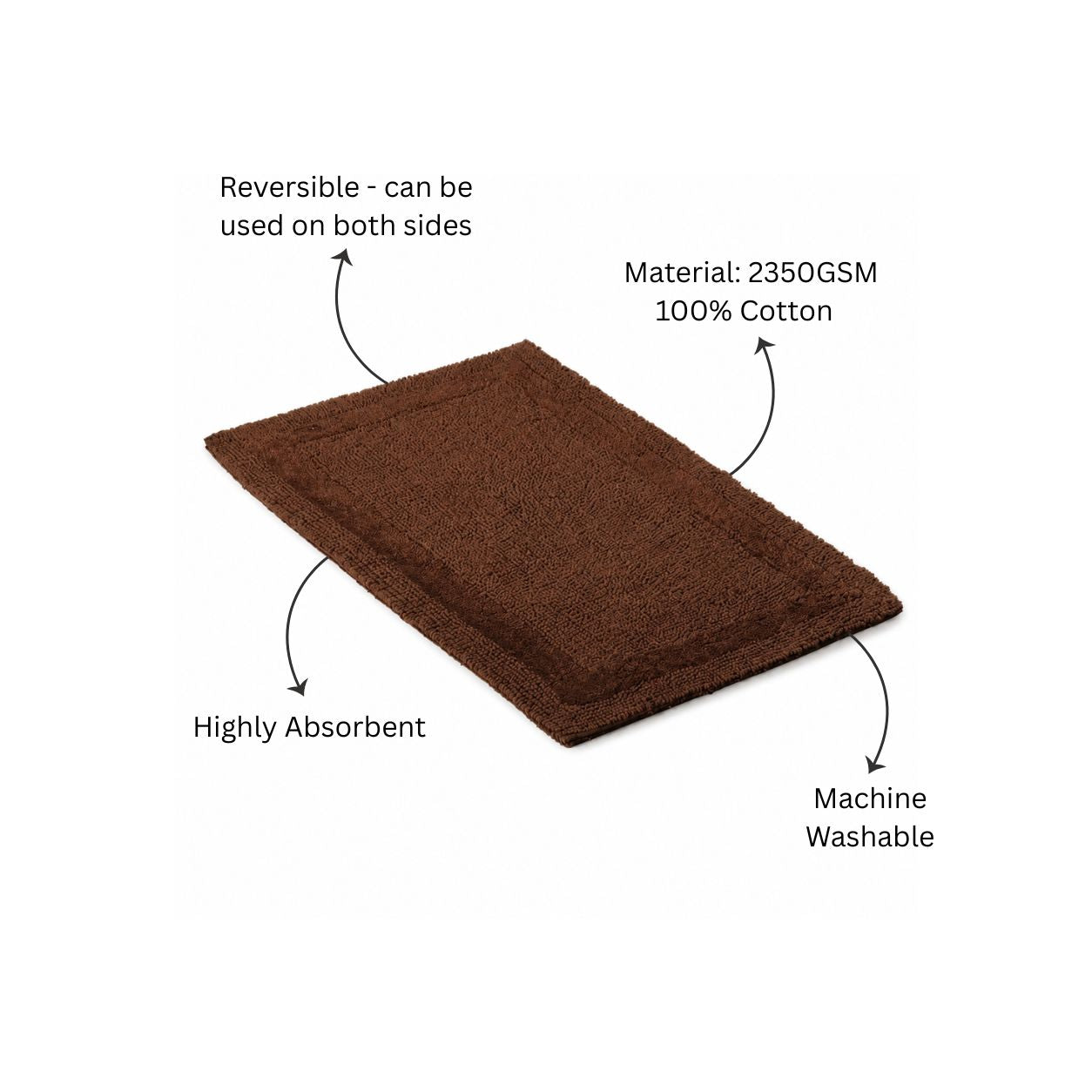 Noa Reversible Tufted Bathmat - Brown