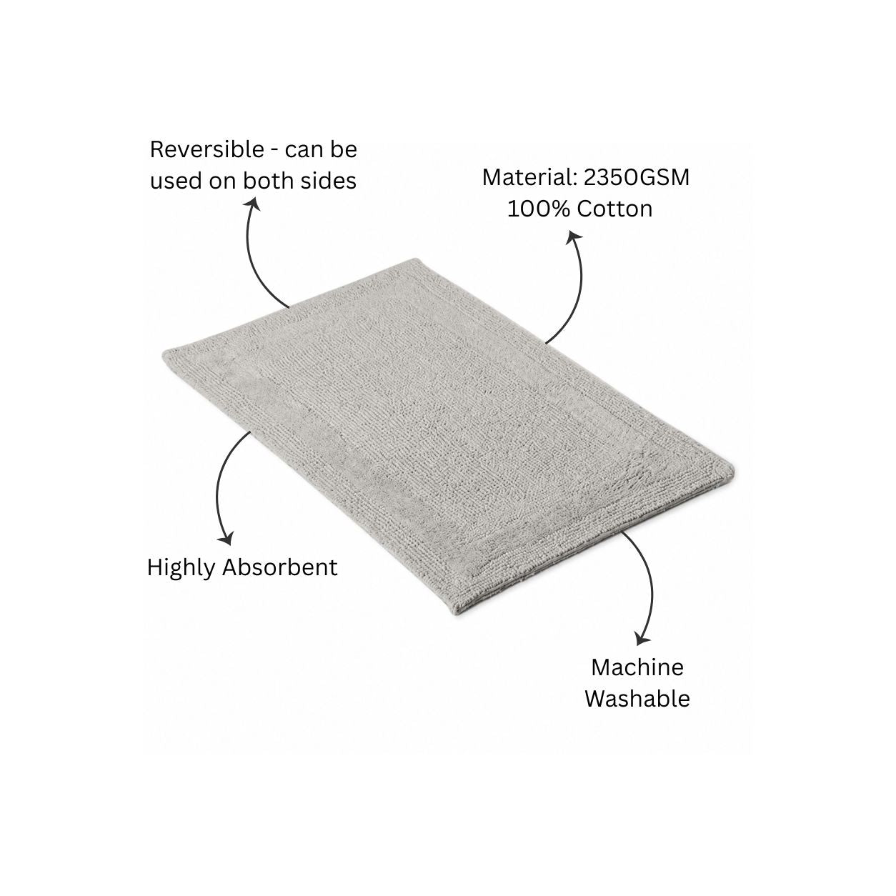 Noa Reversible Tufted Bathmat - Grey