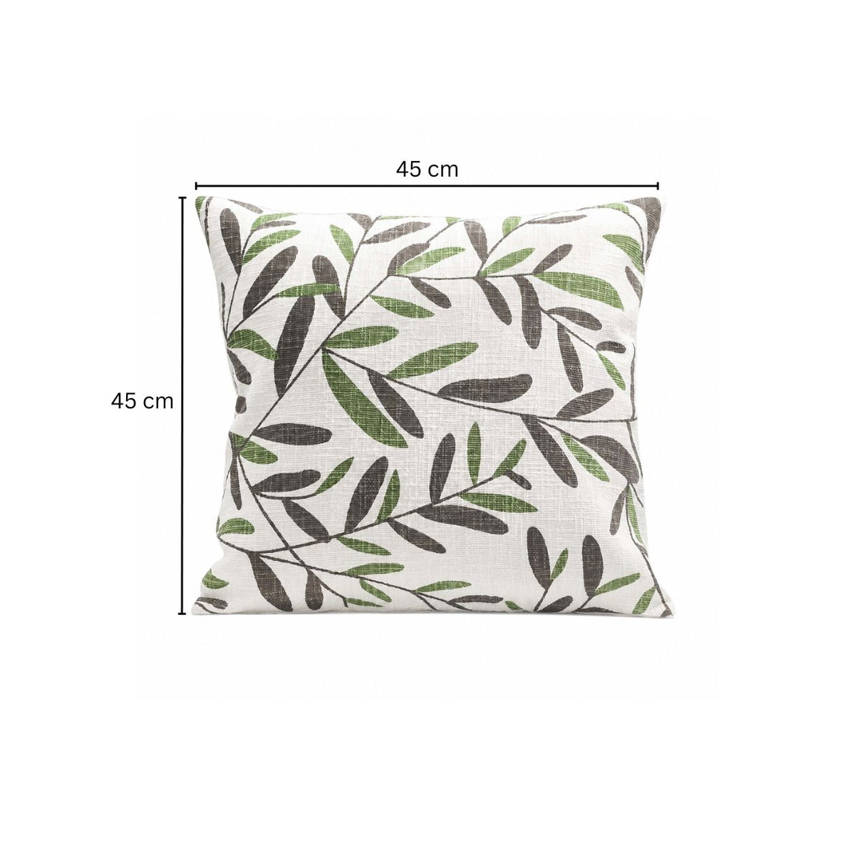 Ivy Printed Cotton Cushion Cover 45x45cm - Green White
