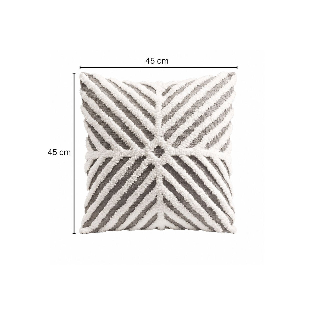 Lattice Tufted Knitted Cushion Cover 45x45cm - Grey White