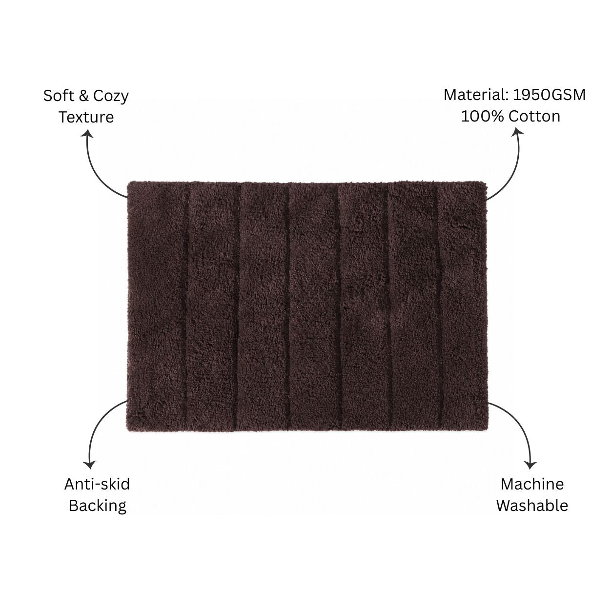 Vena Chalk Striped Tufted Bathmat - Brown