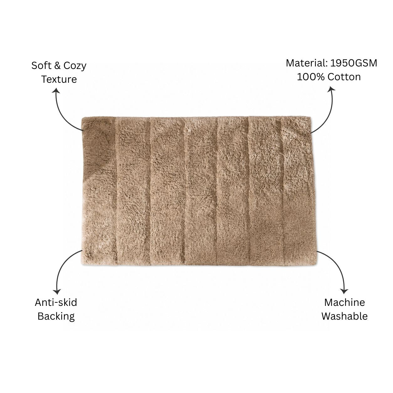 Vena Chalk Striped Tufted Bathmat - Beige