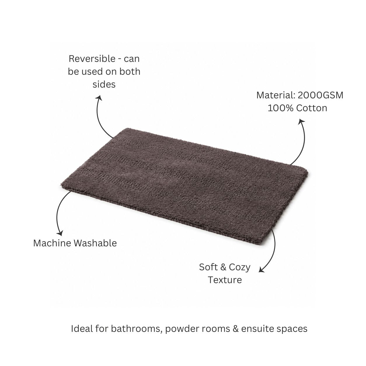 Ansa Striped Reversible Loop-Tufted Bathmat - Brown