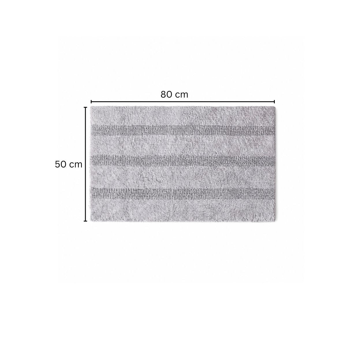 Ansa Striped Reversible Loop-Tufted Bathmat - Light Grey