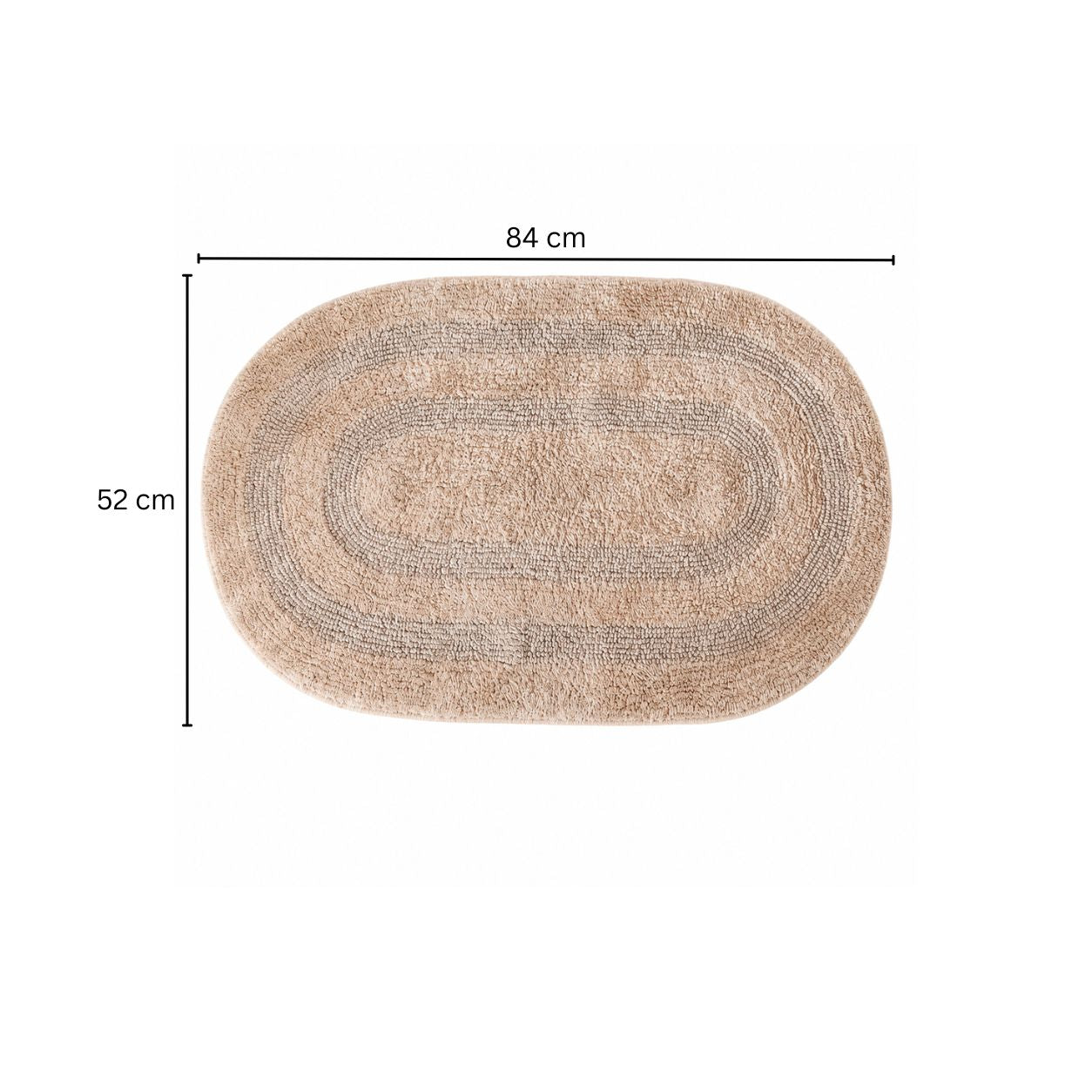 Regency Striped Oval Loop-Tufted Bathmat - Beige