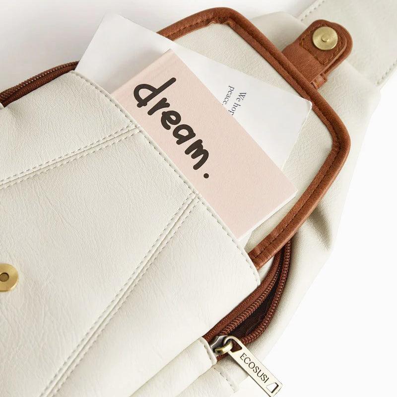 Vintage Leather Sling Bag - White