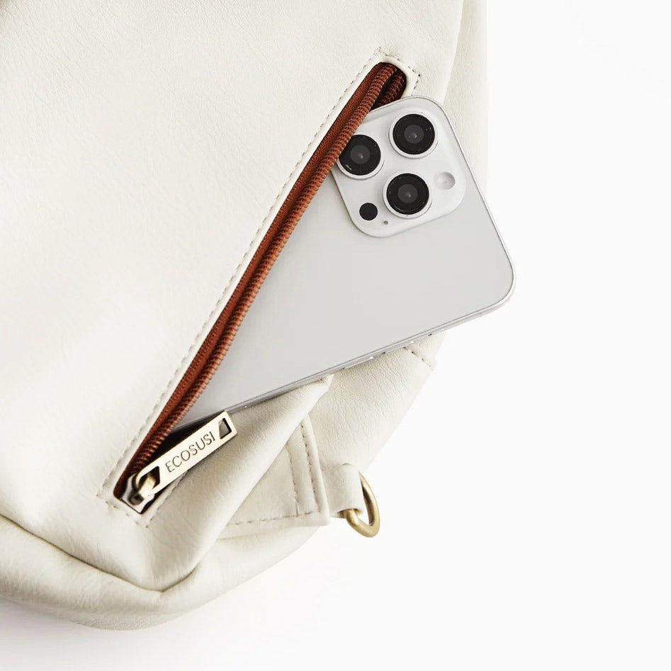 Vintage Leather Sling Bag - White