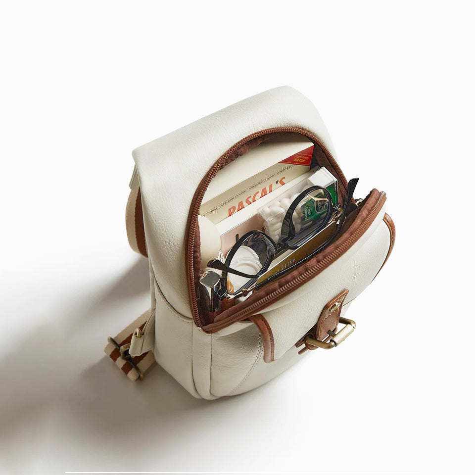 Vintage Leather Sling Bag - White