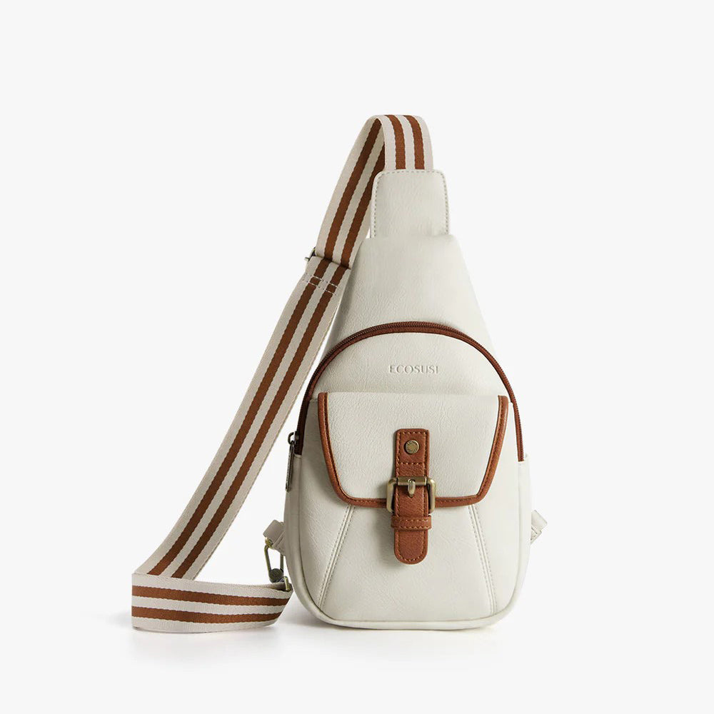 Vintage Leather Sling Bag - White