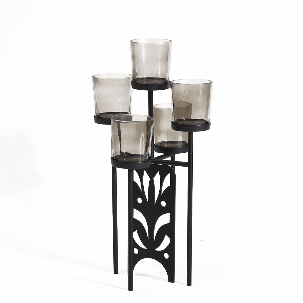 Edan Tiered Tealight Holders with Stand - Black