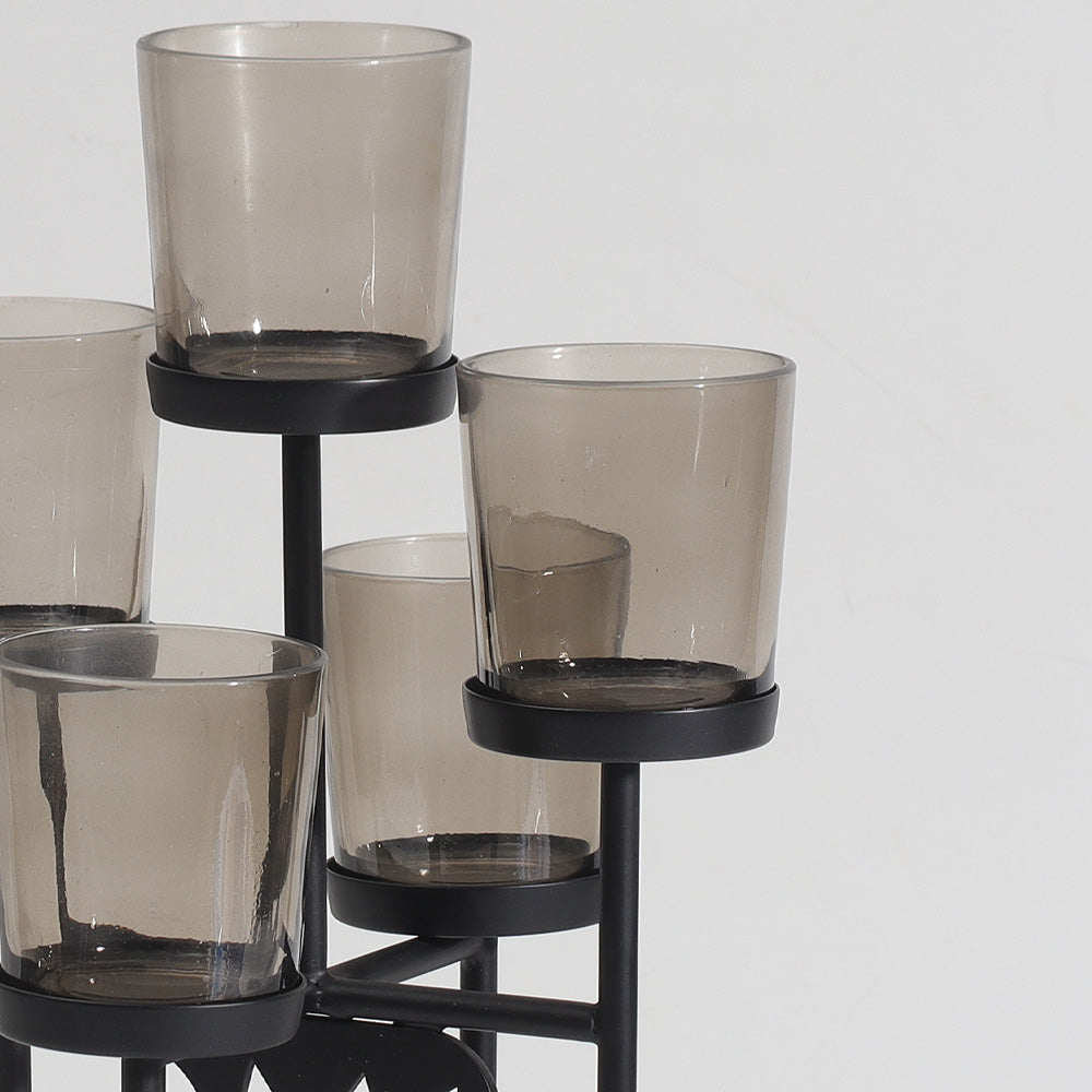 Edan Tiered Tealight Holders with Stand - Black