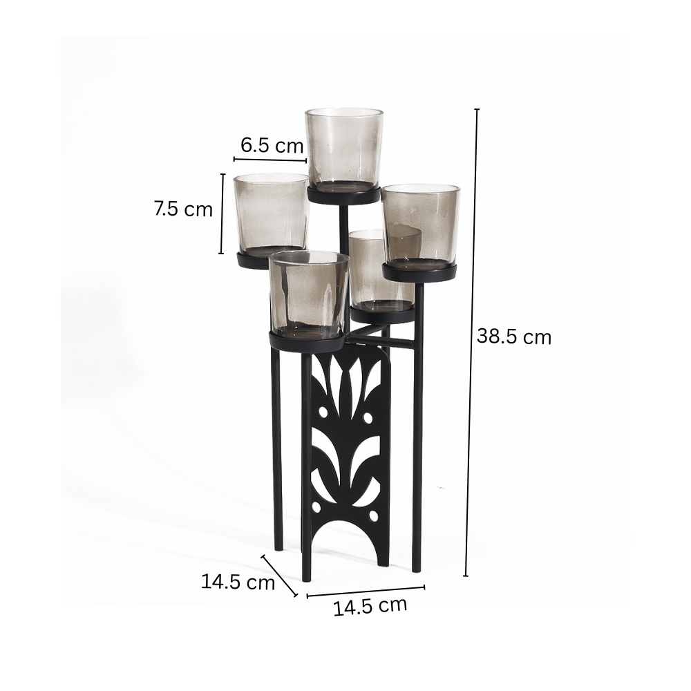 Edan Tiered Tealight Holders with Stand - Black