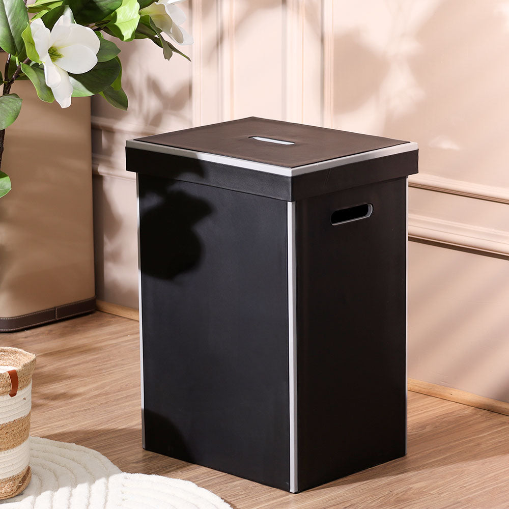 Eden Laundry Bin with Lid - Black Grey