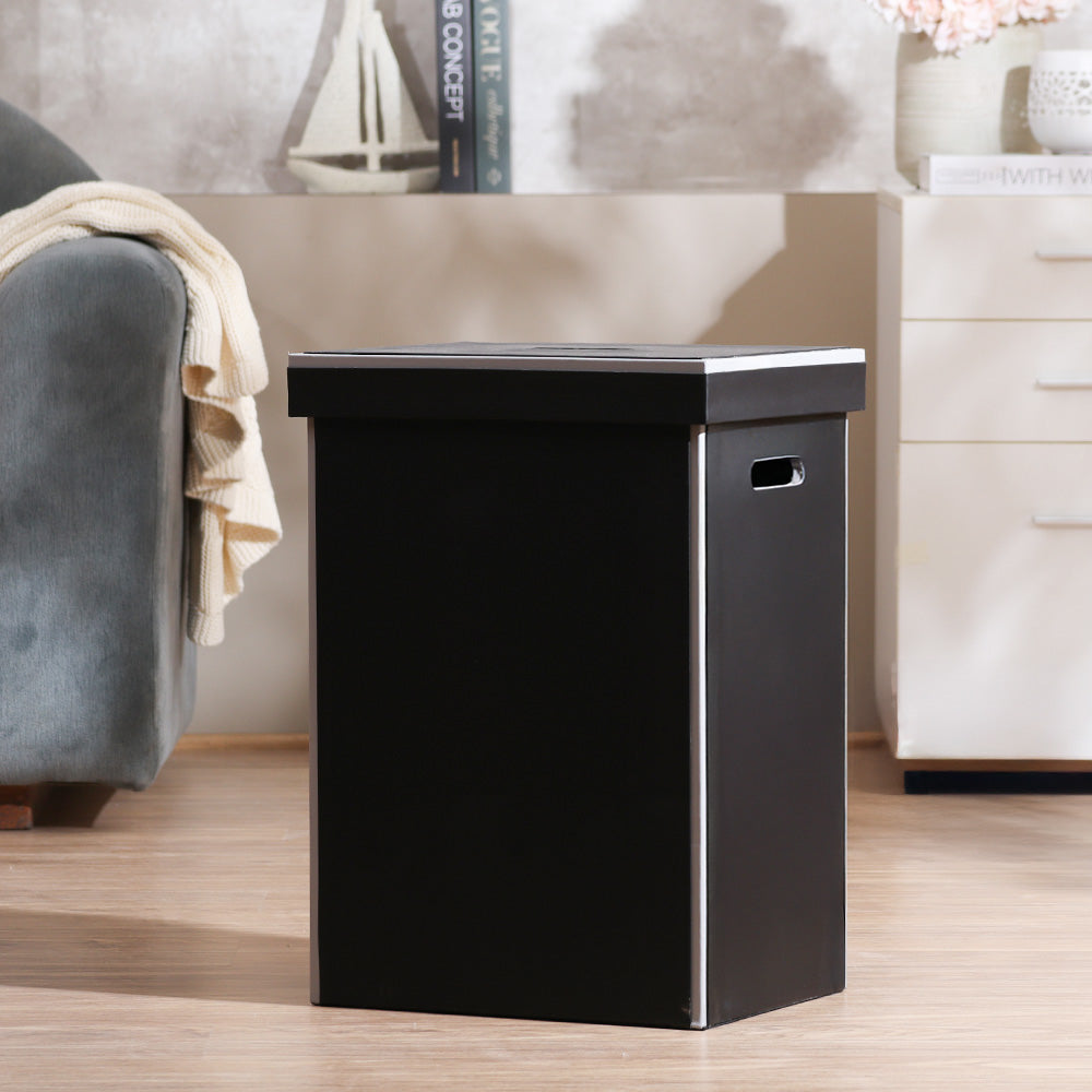 Eden Laundry Bin with Lid - Black Grey
