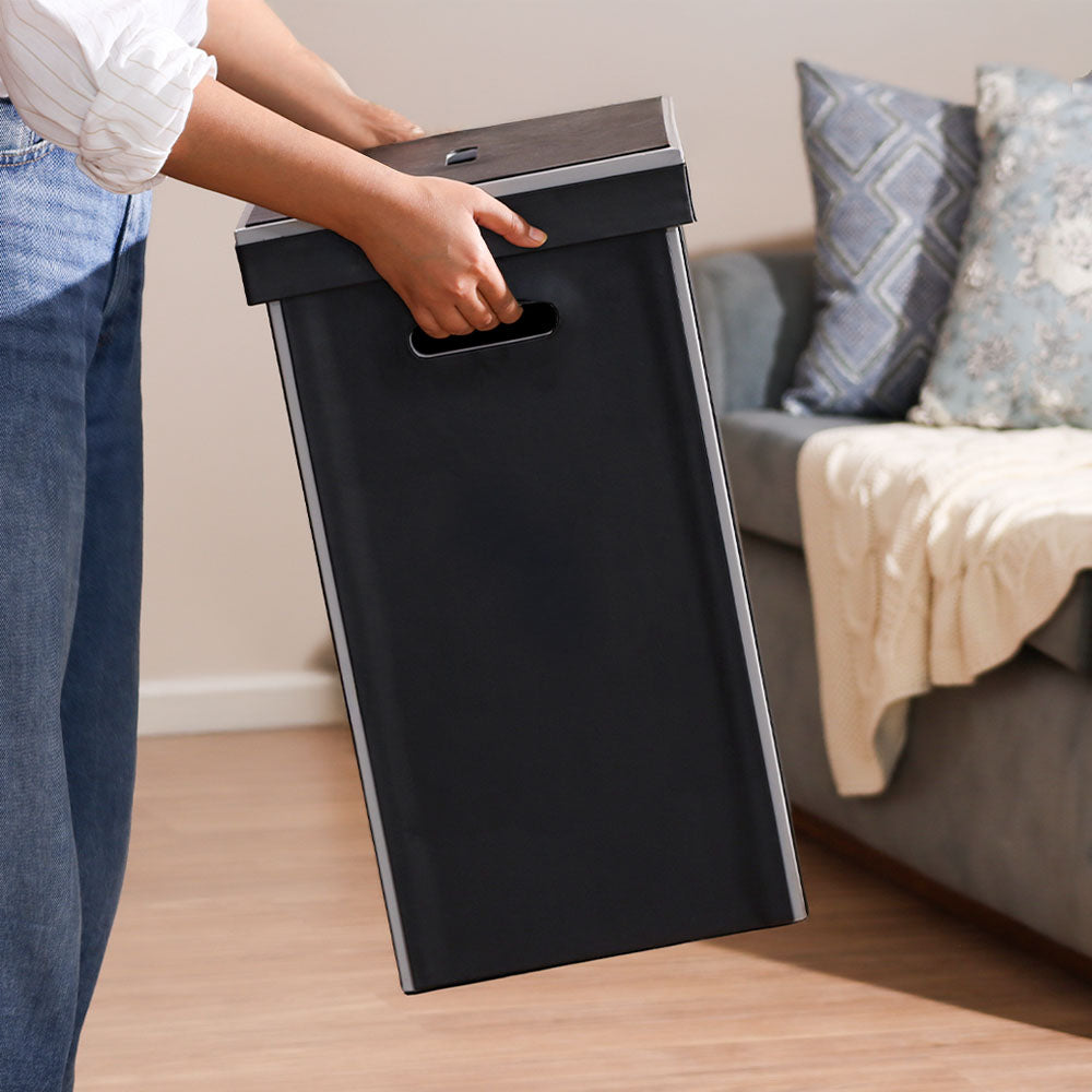 Eden Laundry Bin with Lid - Black Grey