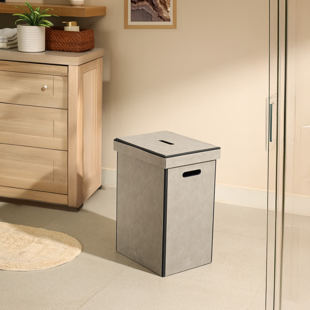 Eden Laundry Bin with Lid - Grey Black