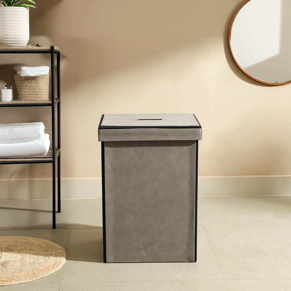 Eden Laundry Bin with Lid - Grey Black