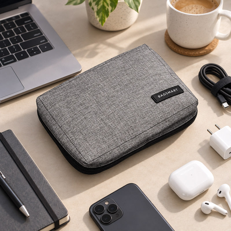 Electronics Organiser, Small - Heather Grey