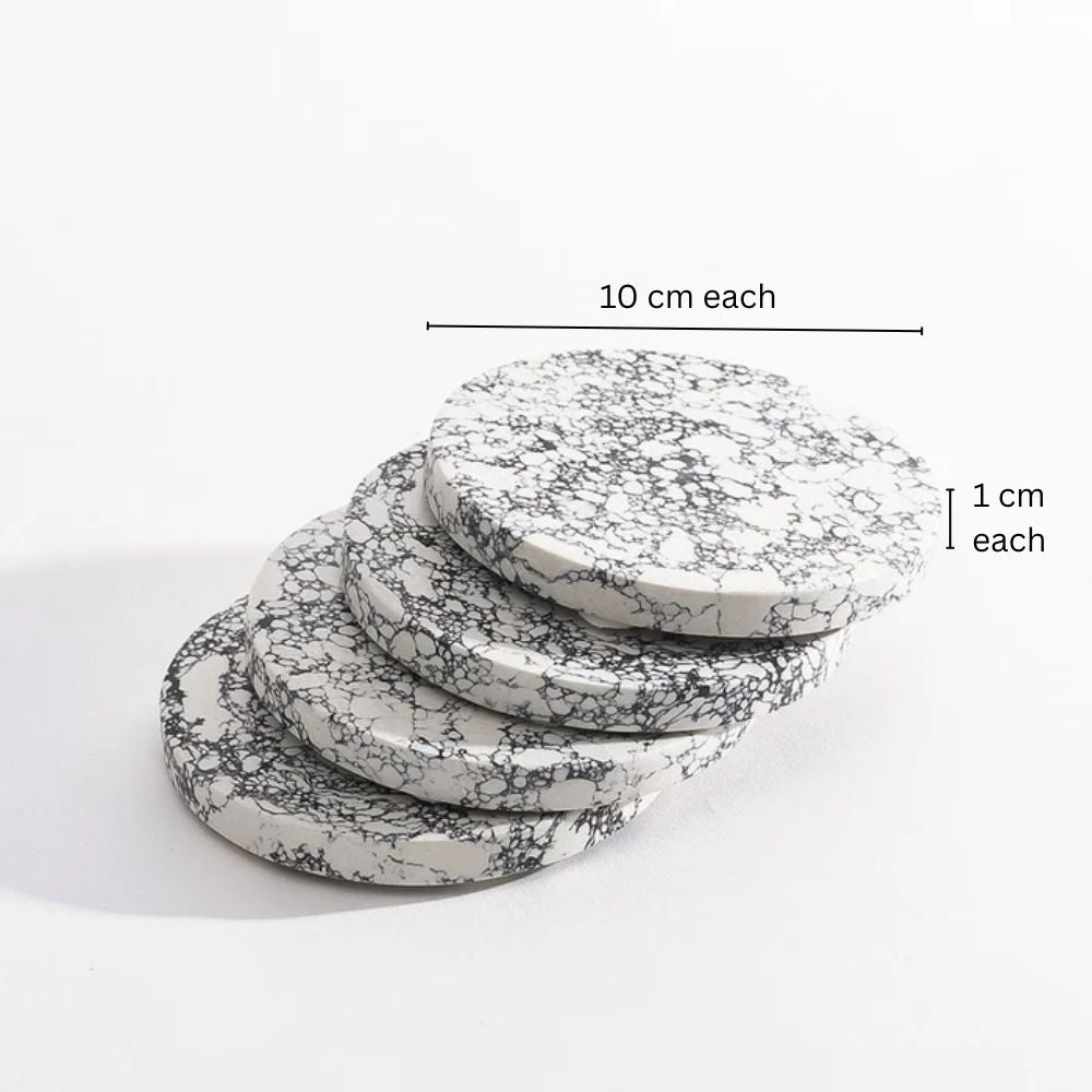 Elena Marble Coasters, Set of 4 - Monochrome