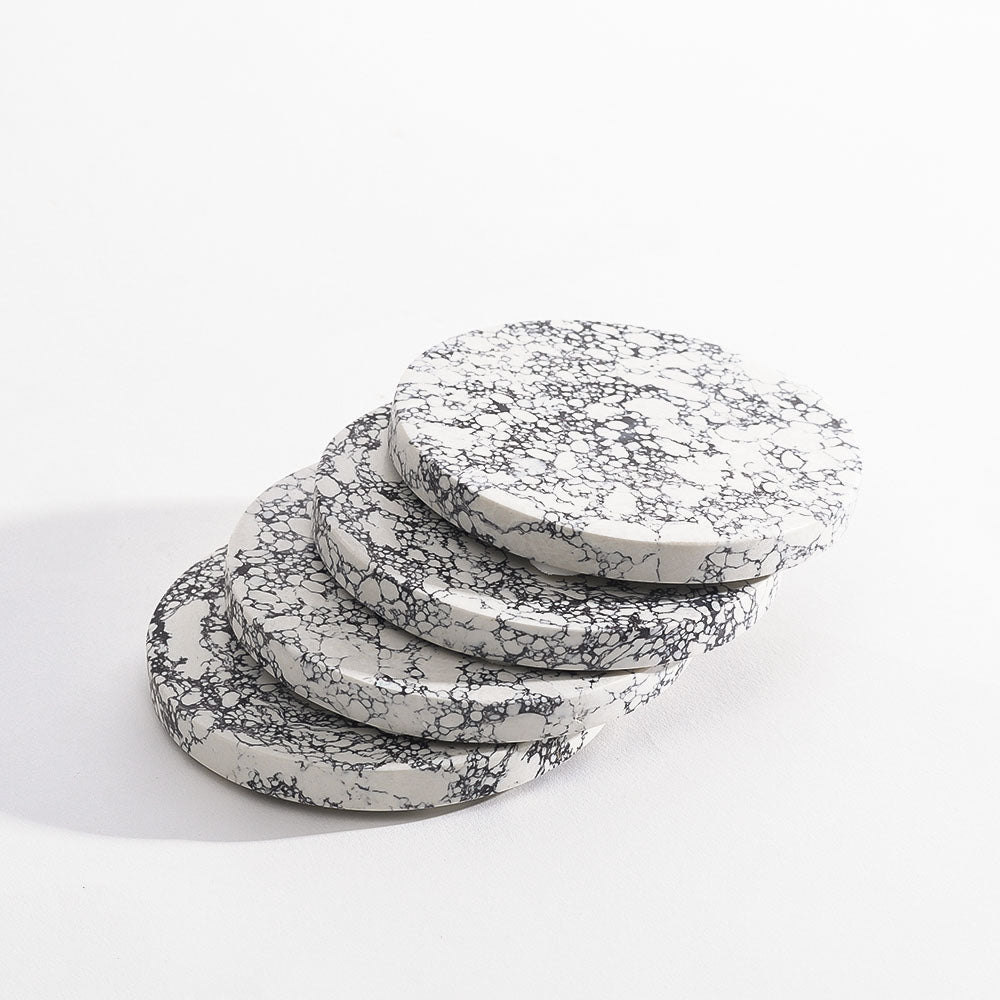 Elena Marble Coasters, Set of 4 - Monochrome