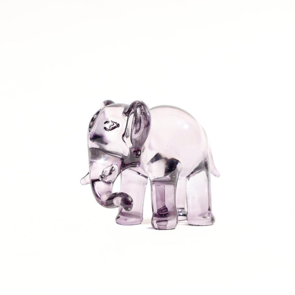 Elephant Mini Glass Sculpture - Smoky Grey