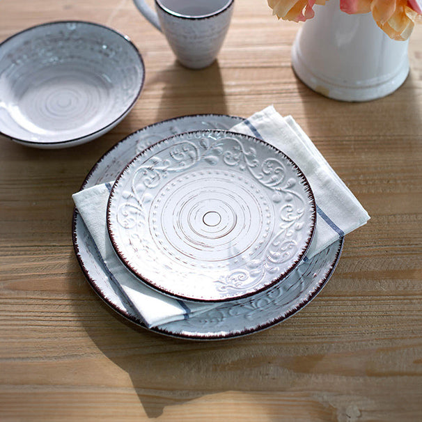 Ella Medium Plate - Vintage White