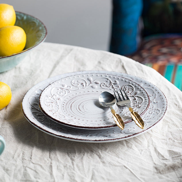 Ella Medium Plate - Vintage White
