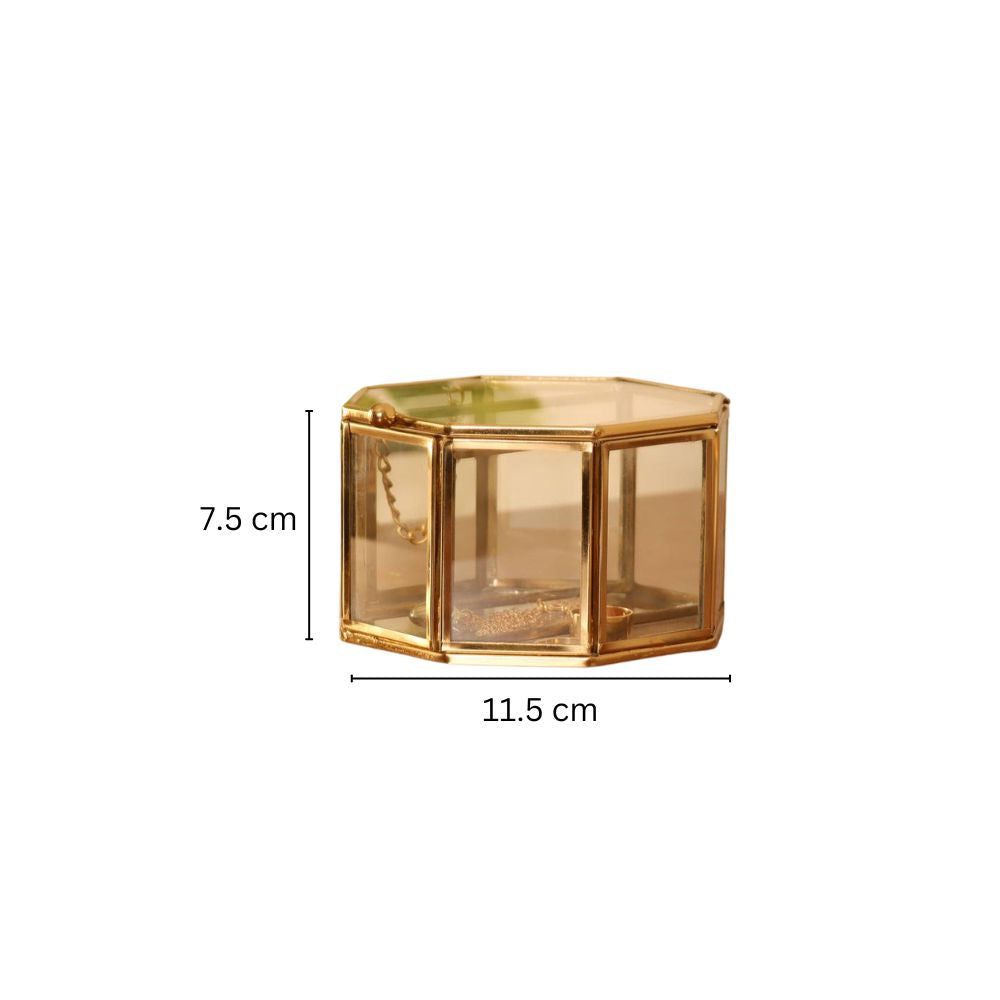 Elle Octagonal Jewellery Box Small - Gold