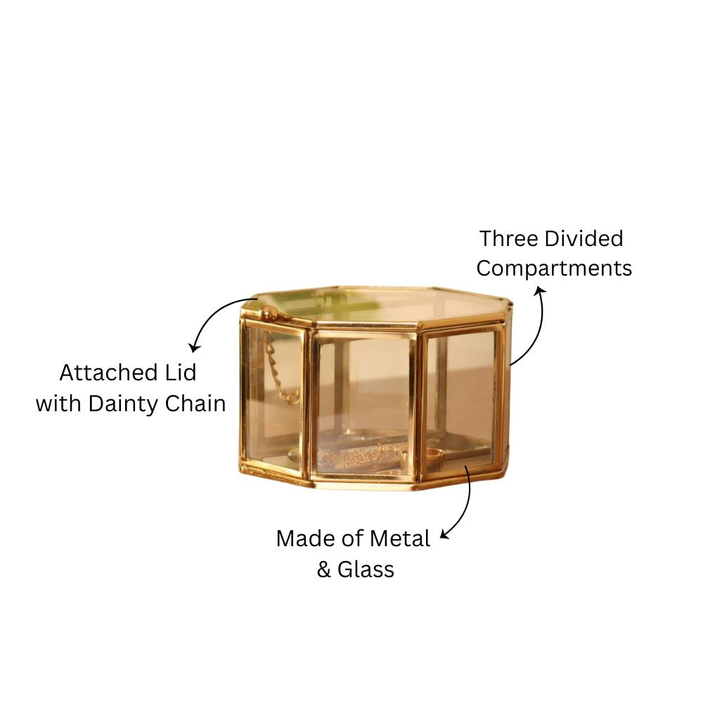 Elle Octagonal Jewellery Box Small - Gold