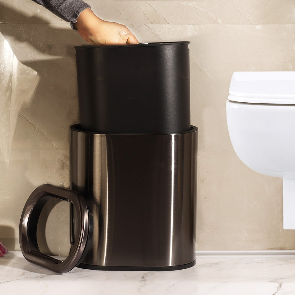 Ellipse Waste Bin 9L - Dark Silver