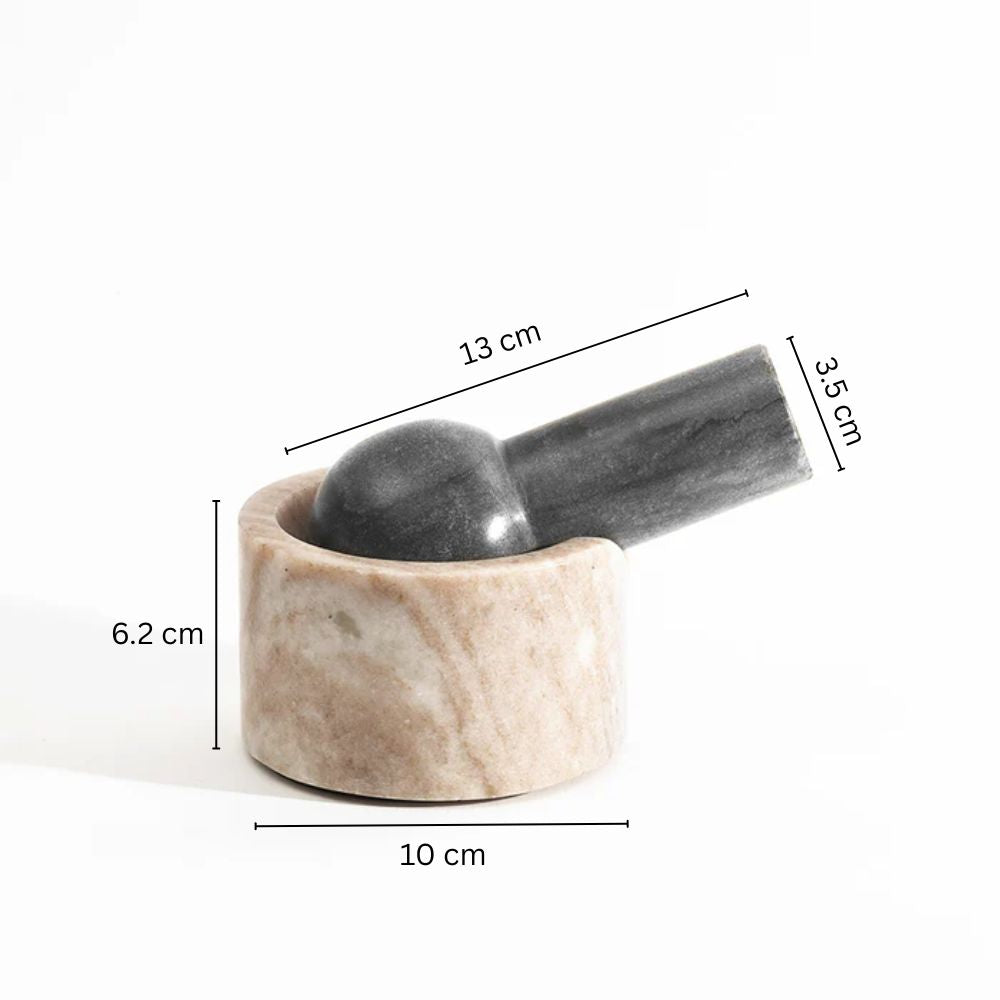 Ellis Marble Mortar and Pestle Set - Beige Black